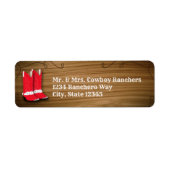 レッド&ホワイトウエスタンカウボーイ女性のカーボーイブーツパーティー ラベル (正面)