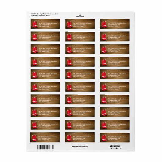 レッド&ホワイトウエスタンカウボーイ女性のカーボーイブーツパーティー ラベル (フルシート)