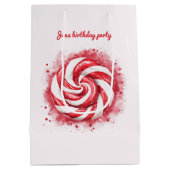 レッド&ホワイトキャンディーウィンター誕生日抱き枕 ミディアムペーパーバッグ (裏面)