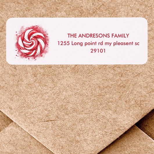 レッド&ホワイトキャンディーウィンター誕生日 ラベル