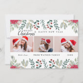 レッド&ホワイトキャンディーケインホリデーフォトコラージュカード シーズンカード (正面)