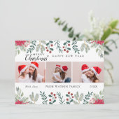 レッド&ホワイトキャンディーケインホリデーフォトコラージュカード シーズンカード (スタンド正面)