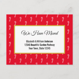 レッド&ホワイトキャンディーケインホリデームービングアナウンス ポストカード