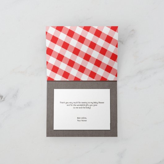 レッド&ホワイトギンガムキャンバスサンキューカード サンキューカード (内部)