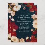 レッド&ホワイトシエレガントックモダンフローラ招待状 招待状 (正面/裏面)