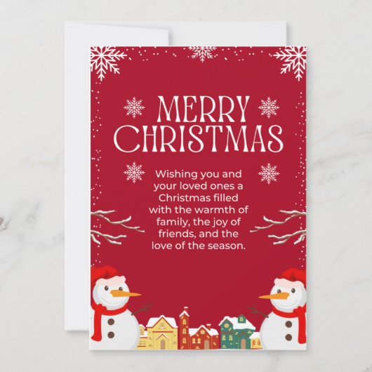 レッド&ホワイトシンプルクリスマスメリークリスマスデザイン シーズンカード (正面)