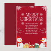 レッド&ホワイトシンプルクリスマスメリークリスマスデザイン シーズンカード (正面/裏面)
