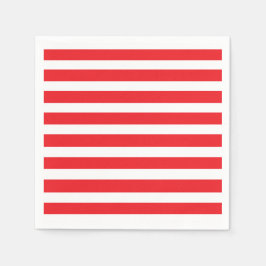 レッド&ホワイトストライプの紙ナプキンス スタンダードカクテルナプキン