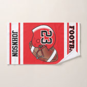 レッド&ホワイトストライプサッカージャージー ハンドタオル (ハンドタオル)