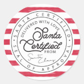 レッド&ホワイトストライプサンタ認定デリバリーシール ラウンドシール (正面)