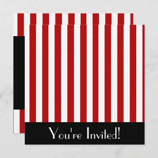 レッド&ホワイトストライプ招待状 招待状 (正面/裏面)