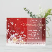 レッド&ホワイトスノーフレークオーナメントクリスマスパーティー 招待状 (スタンド正面)