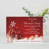 レッド&ホワイトスノーフレークオーナメントクリスマスパーティー 招待状 (スタンド正面)