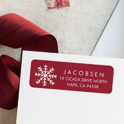 レッド&ホワイトスノーフレークホリデー ラベル