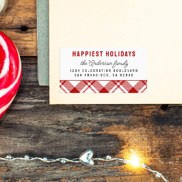 レッド&ホワイトタータンチェックプレイドクリスマス差出人住所 ラベル