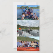 レッド&ホワイトダマスクパインホリデーファミリー写真 シーズンカード (裏面)