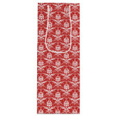 レッド&ホワイトダマスクプリントワイン抱き枕 ワインギフトバッグ (正面)