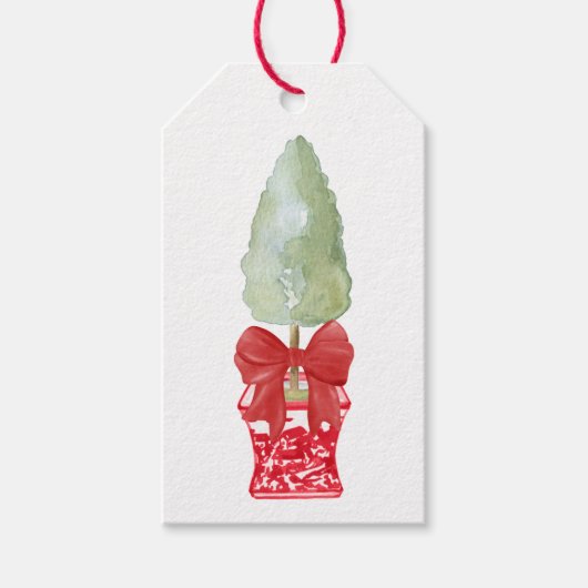 レッド&ホワイトチノワセリートピアリーホリデイ ギフトタグ (正面)