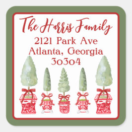 レッド&ホワイトチノワセリートピアリー差出人住所 スクエアシール