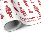 レッド&ホワイトトレンディーくるみ割りクラッキンギフト ラッピングペーパー (ロールコーナー)