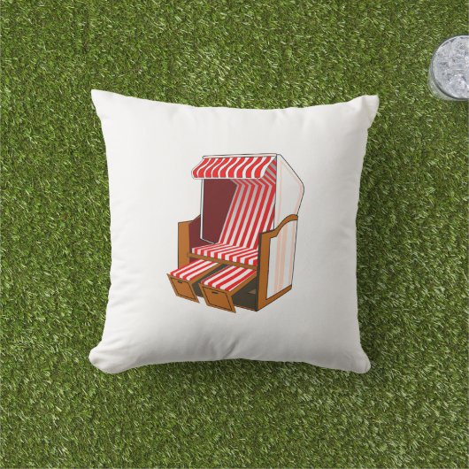レッド&ホワイトビーチチェアテーマ装飾用クッション アウトドアクッション (芝生)