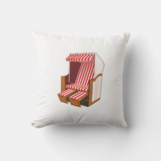レッド&ホワイトビーチチェアテーマ装飾用クッション アウトドアクッション (正面)