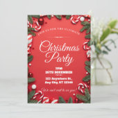 レッド&ホワイトフェスティバルクリスマスパーティの招待状 シーズンカード (スタンド正面)