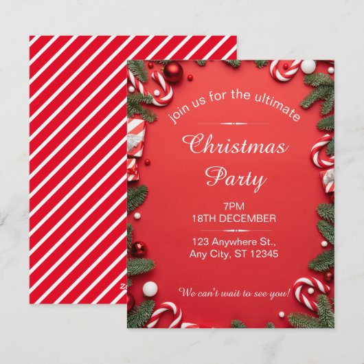 レッド&ホワイトフェスティバルクリスマスパーティー シーズンカード (正面/裏面)