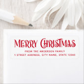 レッド&ホワイトフェスティバルメリークリスマス差出人住所 ラベル (インサイチュ)