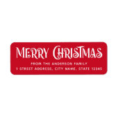 レッド&ホワイトフェスティバルメリークリスマス差出人住所 ラベル (正面)