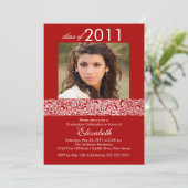 レッド&ホワイトフォト卒業招待状 招待状 (スタンド正面)