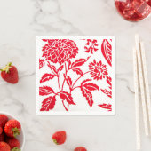 レッド&ホワイトフローラプリントナプキンス スタンダードカクテルナプキン (インサイチュ)