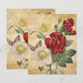 レッド&ホワイトヘレボレスフローラスクラップブック紙 (正面/裏面)