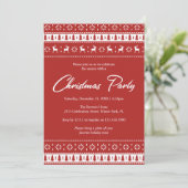 レッド&ホワイトホリデーパターンクリスマスパーティー 招待状 (スタンド正面)