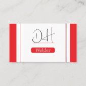 レッド&ホワイトモノグラムプロフェッショナルメタル溶接 名刺 (正面)