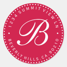 レッド&ホワイトモノグラムラウンド差出人住所ラベル ラウンドシール