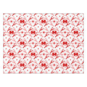 レッド&ホワイトロブスター&モノグラム |沿岸の海生活 テーブルクロス (正面(横))