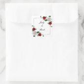 レッド&ホワイトローズクリスマス結婚の封筒用シール スクエアシール (バッグ)