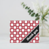 レッド&ホワイト水玉模様サンキューポストカード ポストカード (スタンド正面)