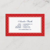 レッド&ホワイト水玉模様ブルーリボンソーシャルメディア 名刺 (裏面)