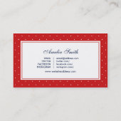 レッド&ホワイト水玉模様ブルーリボンソーシャルメディア 名刺 (裏面)