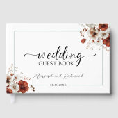レッド&ホワイト素朴フローラズ結婚ゲストブック ゲストブック (正面)