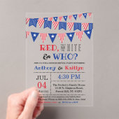 レッド、ホワイト、そして誰が？7月4日ジェンダー発表パーティー アクリル招待状 (インサイチュ (ポータブル))