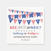 レッド、ホワイト、そして誰が?7月4日ジェンダー発表パーティー スタンダードカクテルナプキン (正面)
