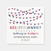 レッド、ホワイト、そして誰が?7月4日ジェンダー発表パーティー スタンダードカクテルナプキン (正面)