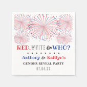 レッド、ホワイト、そして誰が？7月4日ジェンダー発表パーティー スタンダードカクテルナプキン (正面)
