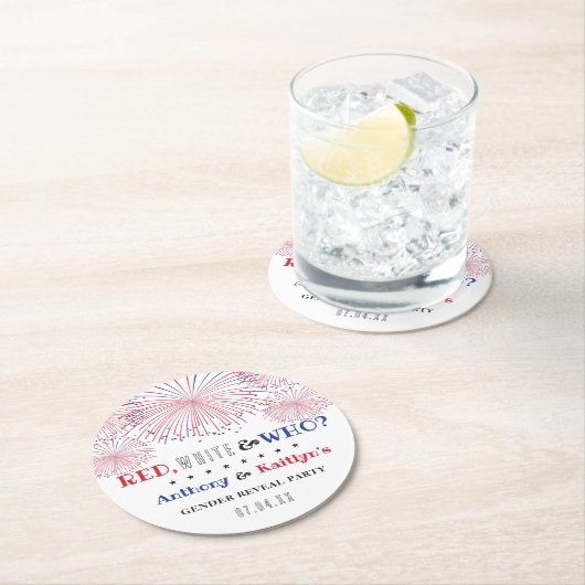 レッド、ホワイト、そして誰が?7月4日ジェンダー発表パーティー ラウンドペーパーコースター (インサイチュ)