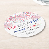 レッド、ホワイト、そして誰が?7月4日ジェンダー発表パーティー ラウンドペーパーコースター (アングル)