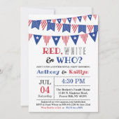レッド、ホワイト、そして誰が？7月4日ジェンダー発表パーティー 招待状 (正面)