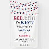レッド、ホワイト、そして誰が?7月4日ジェンダー発表パーティー 横断幕 (縦)